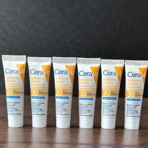 CeraVe Hydrating Mineral Sunscreen SPF 30 Mini Travel Size . 017oz Bundle Of 6